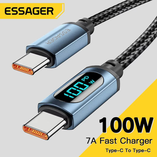 Essager PD 100W USB Type C Cable to USB C 7A Fast Charging Charger Wire Cord