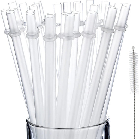 10 Pcs White Glitter Plastic Straw 9 Inches Long for Stanley