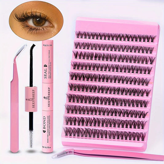 DIY Eyelash Extension Kit 200pcs Individual Lashes Cluster D Curl